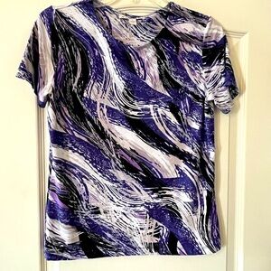 JM Collection Petite Purple and Black Women's Blouse Size Small